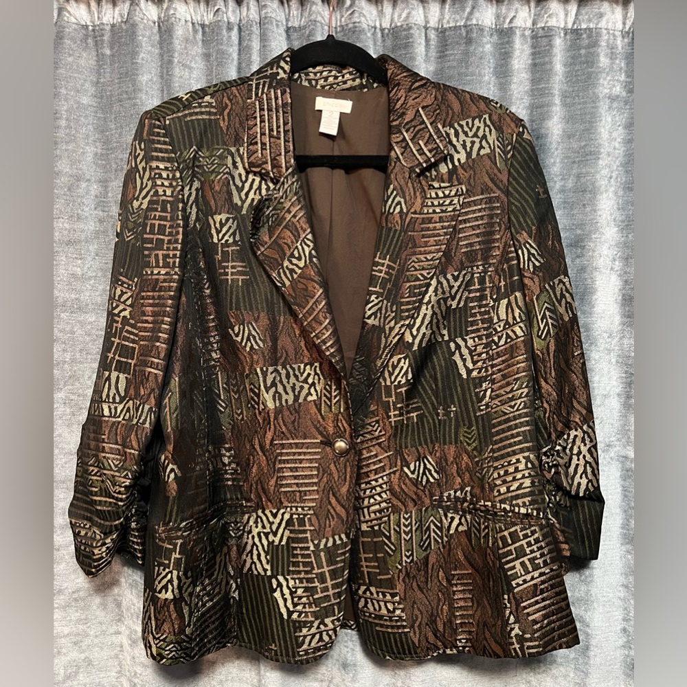 Chico's Lightweight Metallic  Blazer with 3/4 Sleeves | Size 2